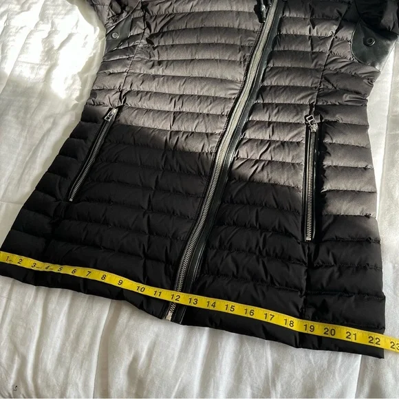 Atelier Noir Black Cortina Coat Quilted Jacket Duck Down Lamb Leather Trim Large - Picture 15 of 16